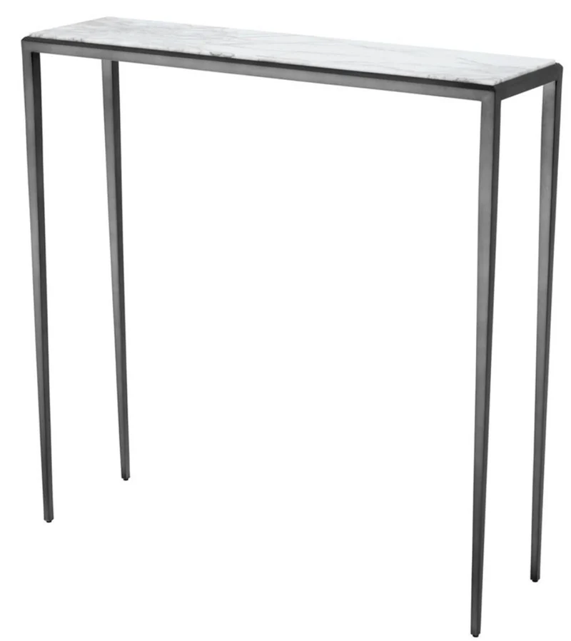 Casa Padrino Wohnzimmer Konsole in bronze mit weißer Marmorplatte 90 x 24,5 x H. 90 cm - Luxus Möbel