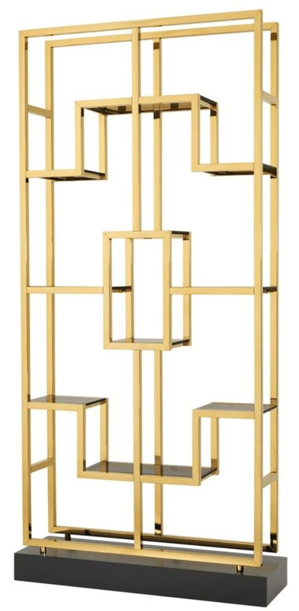 Casa Padrino Luxus Wohnzimmer Regalschrank Gold / Schwarz 108 x 29 x H. 240 cm