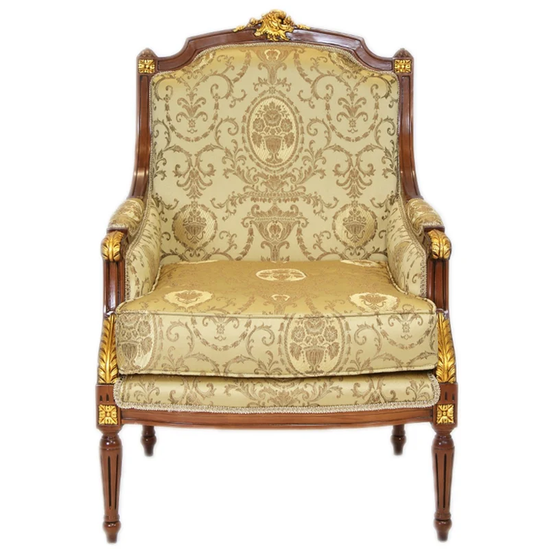 Casa Padrino Barock Lounge Thron Sessel Empire im Gold Muster / Mahagoni Braun / Gold - 100 x 70 x 70 cm