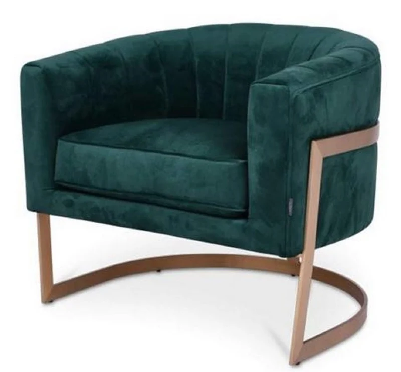 Casa Padrino Luxus Samt Sessel Dunkelgrün / Kupfer 70 x 66 x H. 68 cm - Designer Wohnzimmermöbel