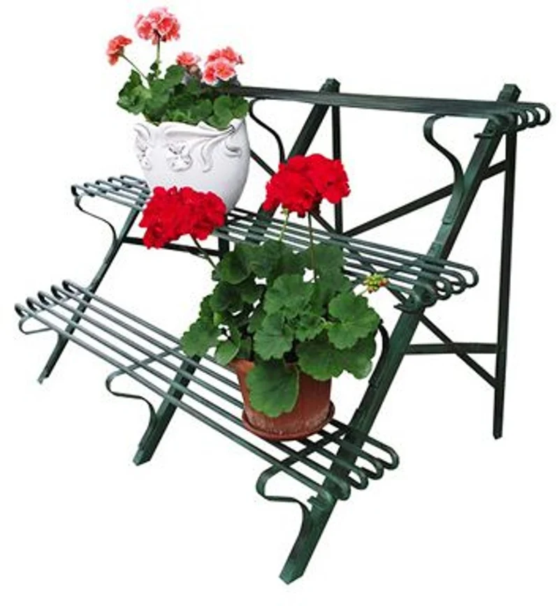 Casa Padrino Blumenständer aus Schmiedeeisen mit 3 Etagen - verschiedene Farben - 120 cm x 45 cm x H70 cm - Luxus Gartenmöbel
