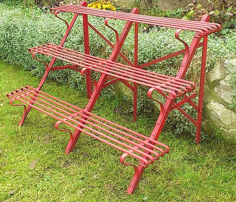 Casa Padrino Blumenständer aus Schmiedeeisen mit 3 Etagen - verschiedene Farben - 120 cm x 45 cm x H70 cm - Luxus Gartenmöbel