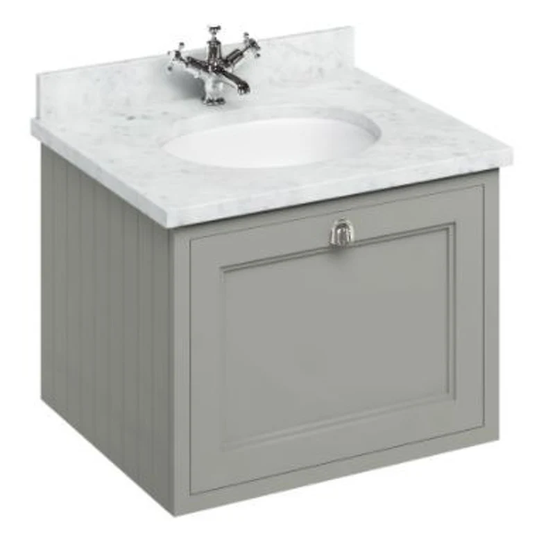 Casa Padrino Luxus Hänge-Waschschrank / Waschtisch mit Marmorplatte und Schublade - Luxus Kollektion