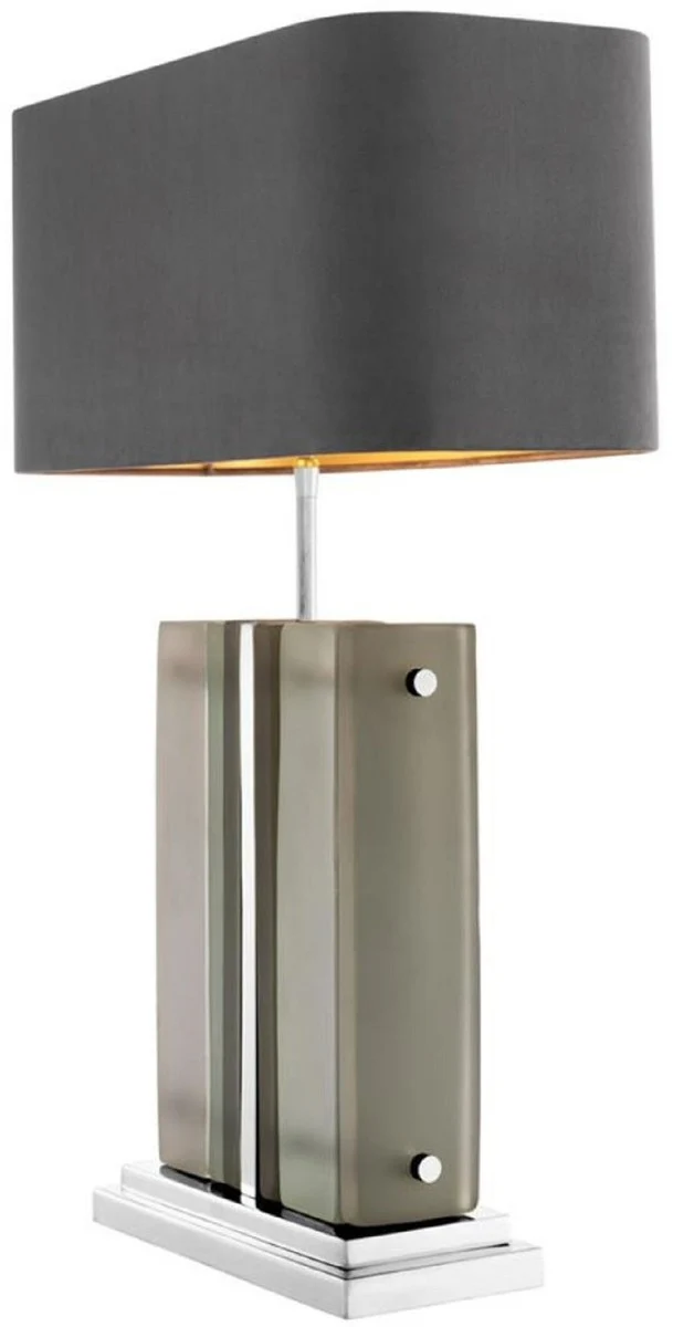 Casa Padrino Luxus Tischleuchte Silber / Grau 45 x 22 x H. 73 cm - Hotel & Restaurant Tischlampe