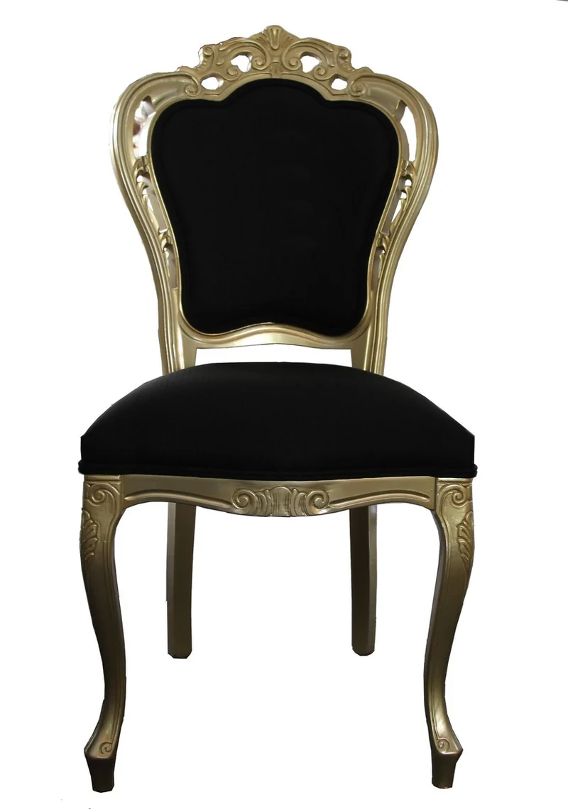 Casa Padrino Luxus Barock Esszimmer Stuhl Schwarz / Gold - Designer Stuhl - Luxus Qualität