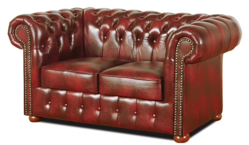 Casa Padrino Chesterfield Echtleder 2er Sofa Weinrot 160 x 90 x H. 78 cm - Luxus Kollektion