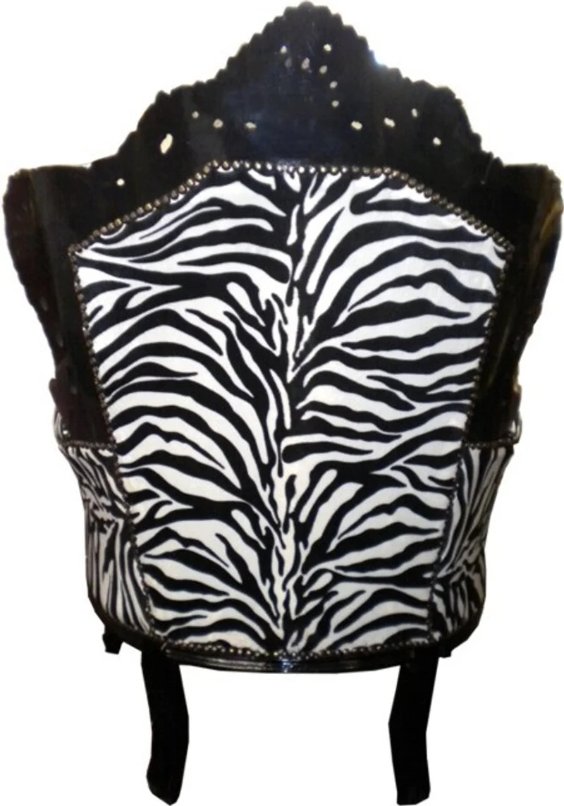 Casa Padrino Barock Sessel King Zebra / Schwarz 85 x 85 x H. 120 cm - Antik Stil Möbel