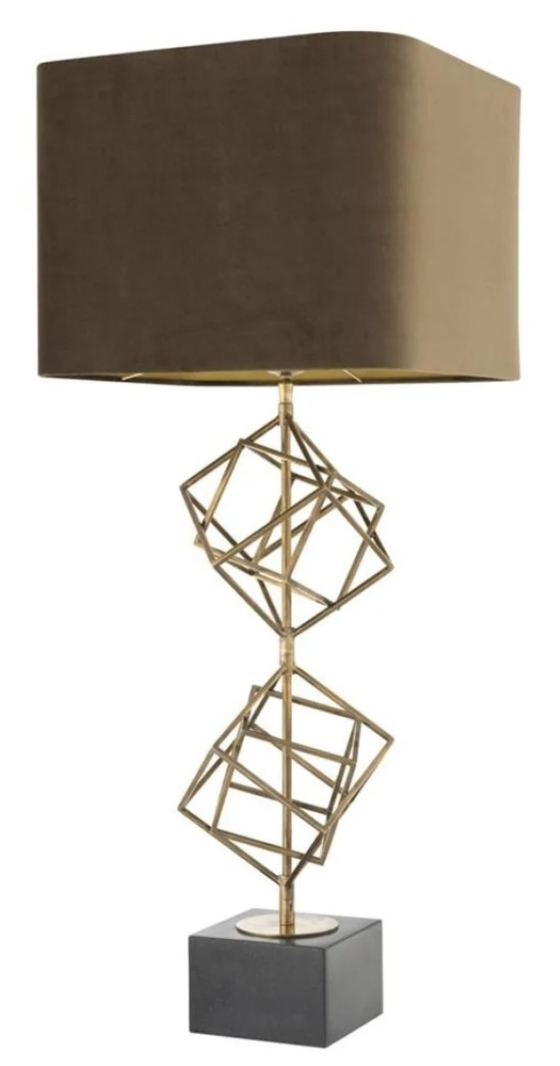 Casa Padrino Luxus Tischleuchte Vintage Messingfarben / Braun 40 x H. 98 cm - Designer Tischlampe