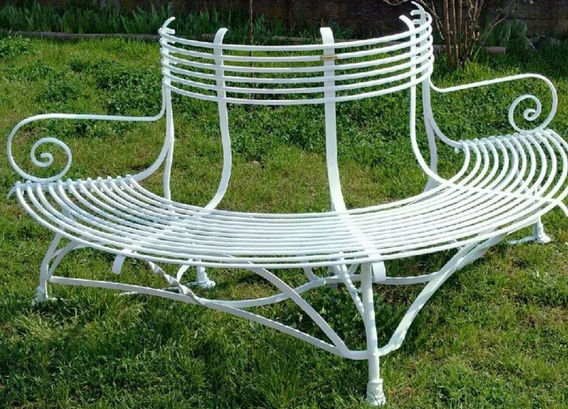 Casa Padrino Schmiedeeisen Gartenbank 1,9 x 0,9 x H. 0,9m - Vintage Baumbank