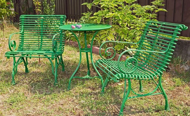 Casa Padrino Gartentisch aus Schmiedeeisen in Grün, Durchmesser 60 x Höhe 70 cm - Hochwertiger Bistrotisch für den Außenbereich
