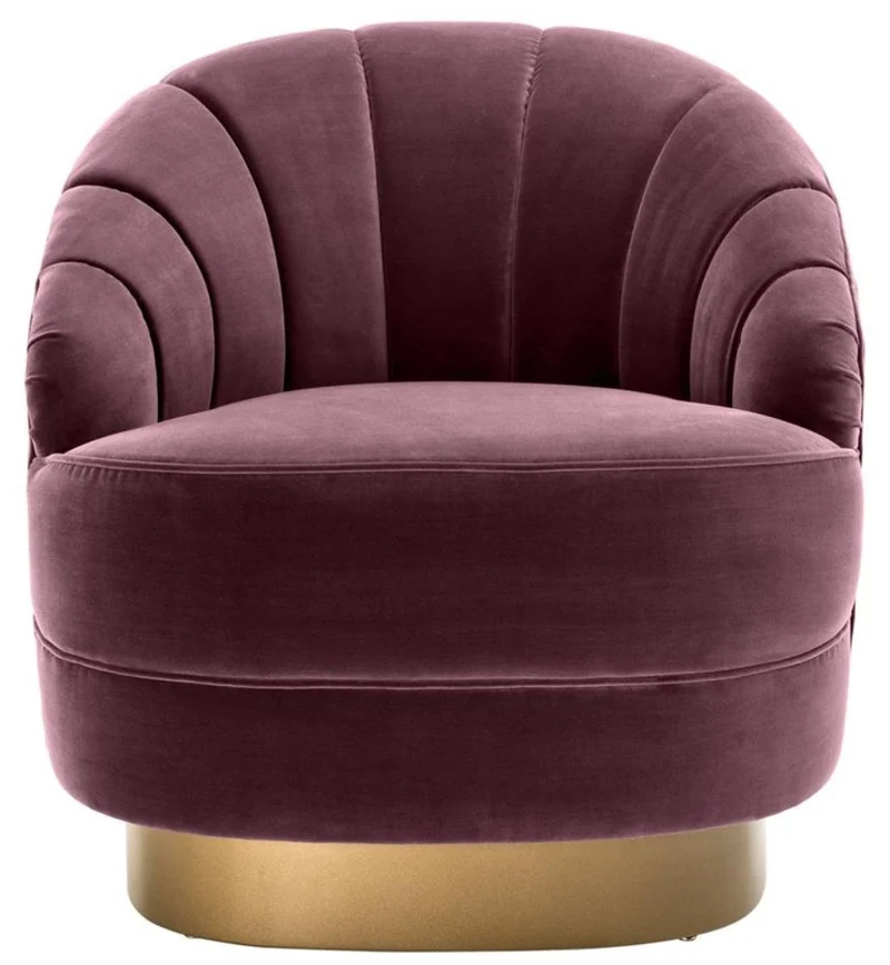 Casa Padrino Luxus Sessel Lila / Mattgold 77 x 80 x H. 78 cm - Hotel Möbel