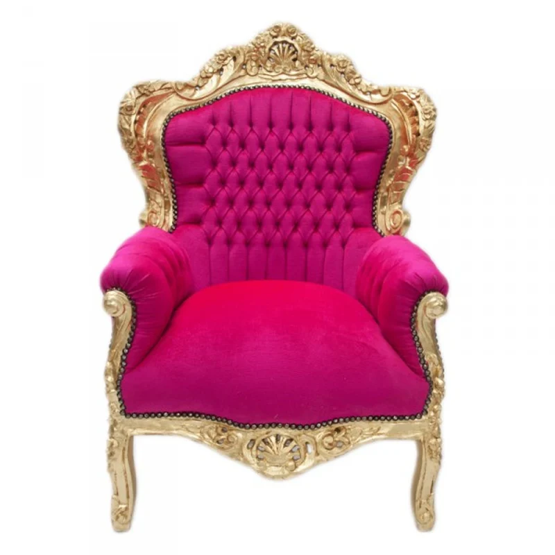 Casa Padrino Barock Sessel King Pink / Gold 85 x 85 x H. 120 cm - Möbel im Antik Stil