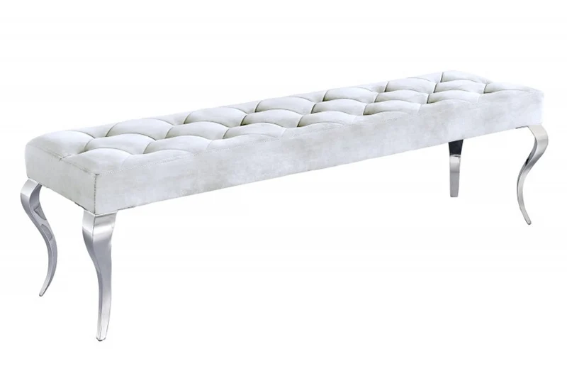Casa Padrino Barock Sitzhocker Silber - Designer Sitzbank - Hocker - Barock Bank