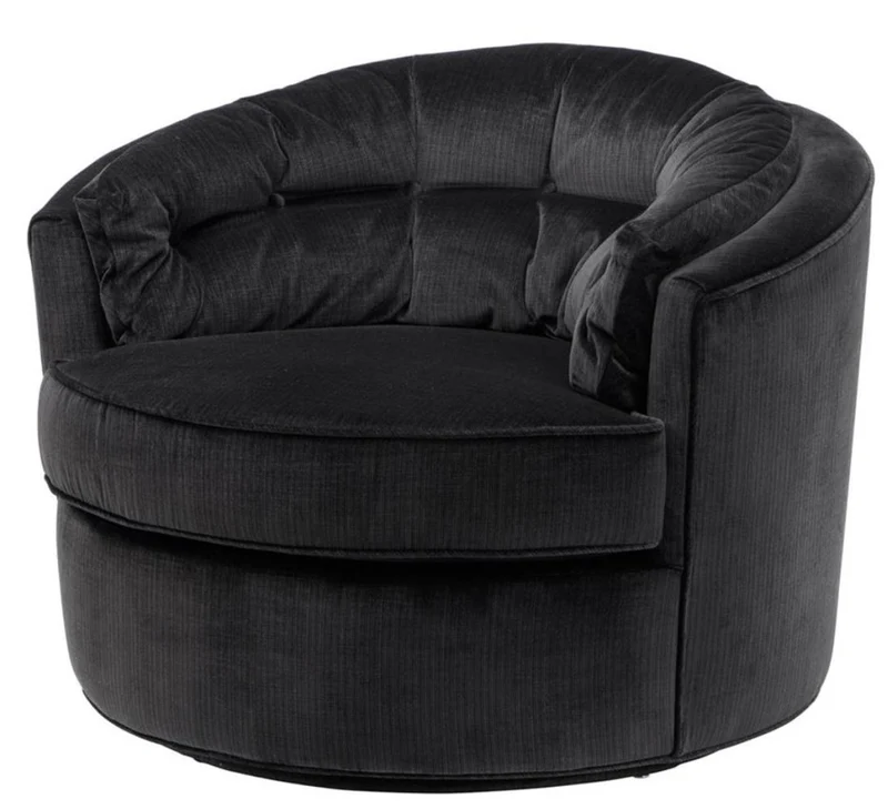 Casa Padrino Drehsessel Schwarz 90 x 86 x H. 72 cm - Luxus Qualität