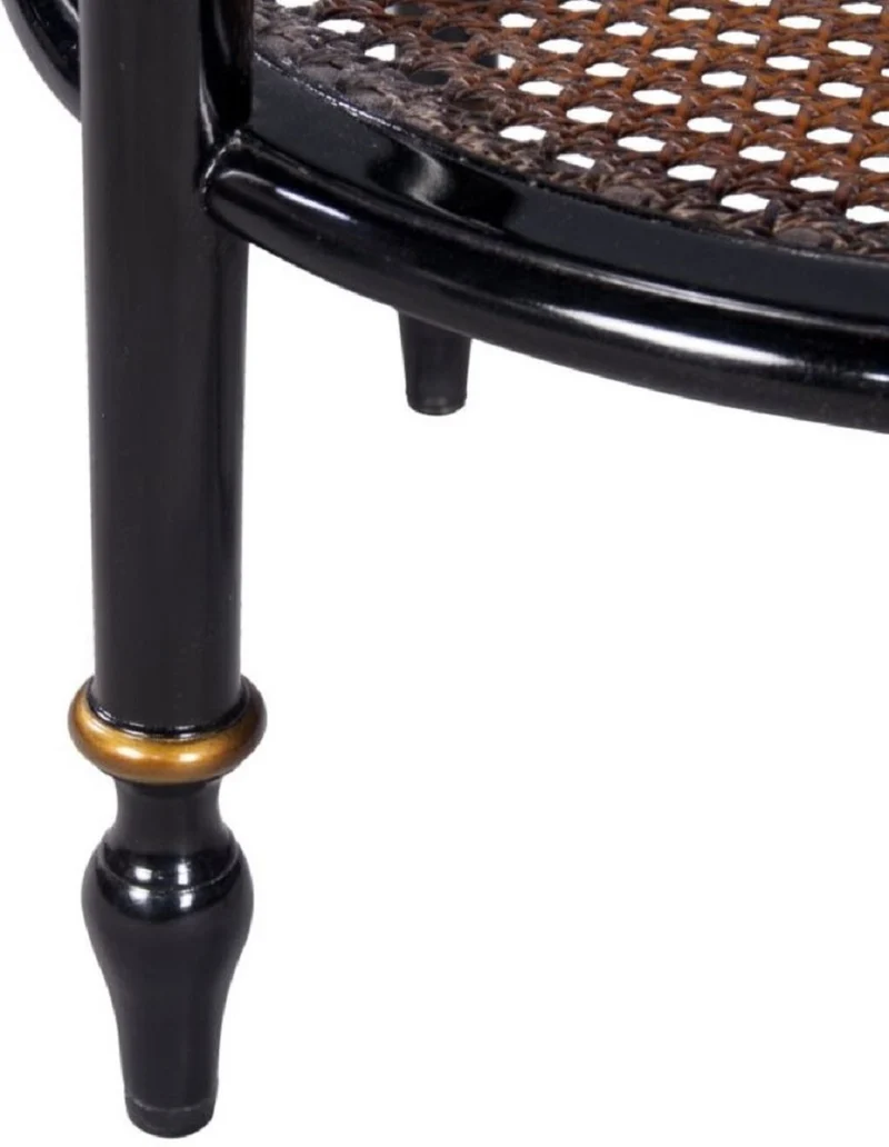Casa Padrino Luxus Barock Beistelltisch Schwarz / Gold Ø 48 x H. 53 cm - Runder Mahagoni Beistelltisch mit Glasplatte und chinesischen Verzierungen