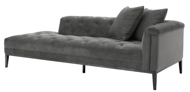 Casa Padrino Luxus Sofa Dunkelgrau Rechtsseitig 220 x 96 x H. 66 cm - Hotel Möbel