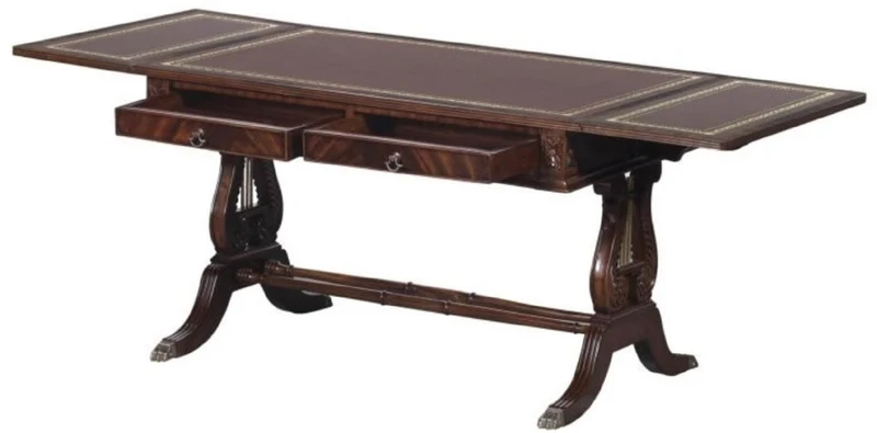 Casa Padrino Luxus Barock Couchtisch Dunkelbraun / Braun 84 x 56,3 x H. 49,5 cm - Wohnzimmermöbel