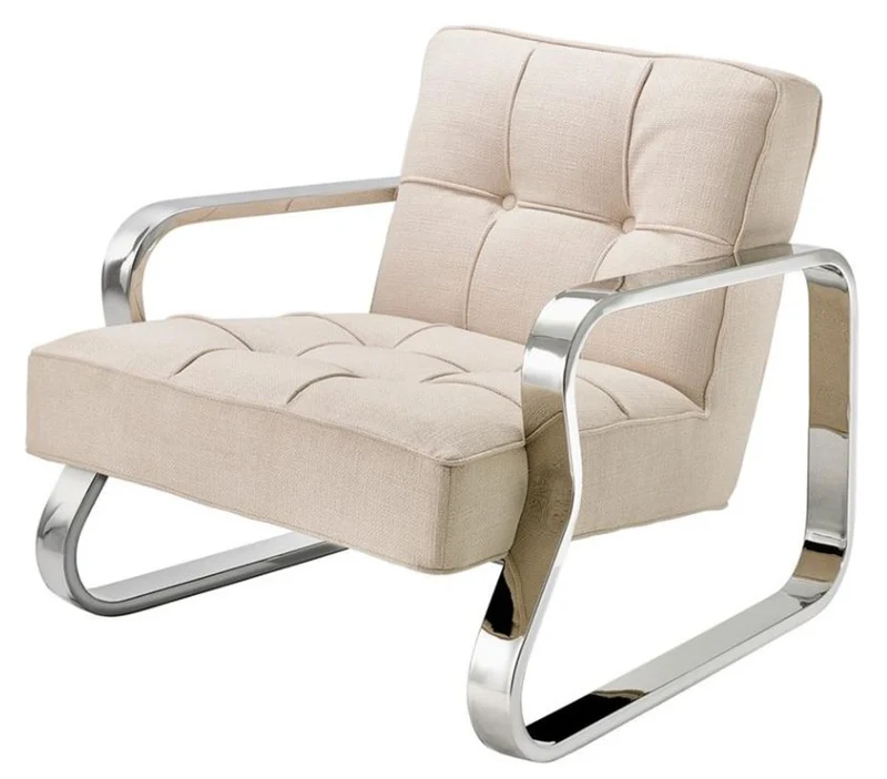 Casa Padrino Luxus Sessel Naturfarbig 72 x 80 x H. 64 cm - Designer Möbel