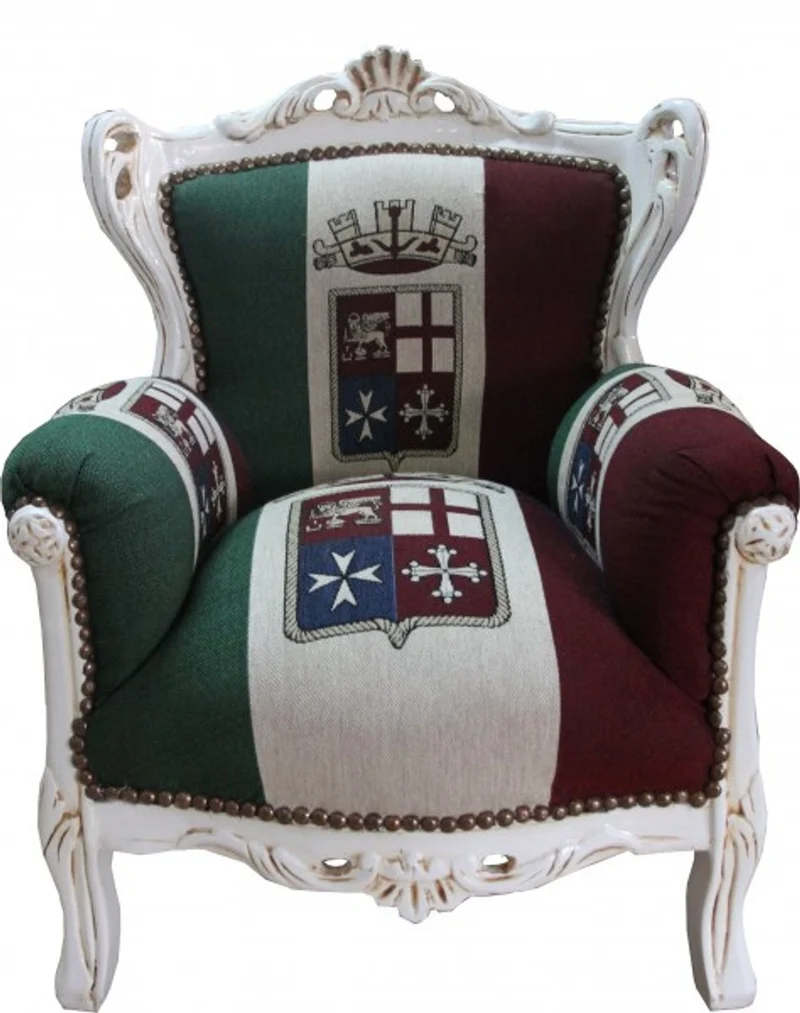 Casa Padrino Barock Kinder Sessel Italien Design Creme - Handgefertigter Thron aus Massivholz, Höhe 84 cm