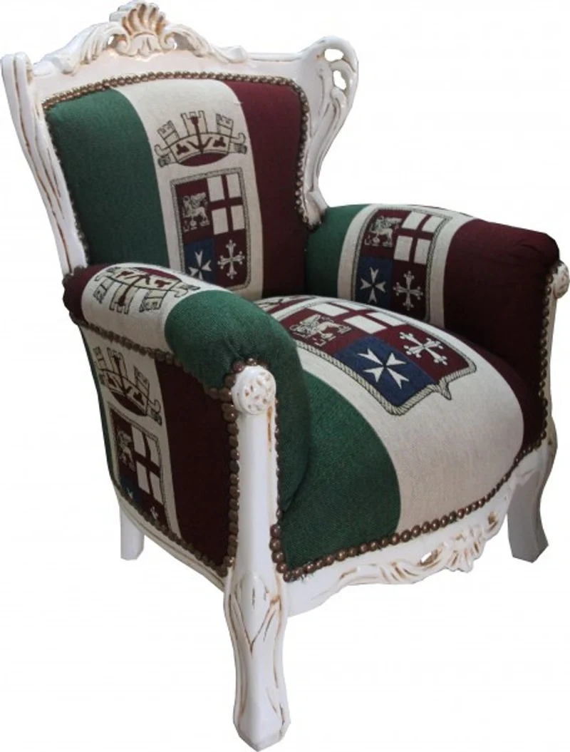 Casa Padrino Barock Kinder Sessel Italien Design Creme - Handgefertigter Thron aus Massivholz, Höhe 84 cm