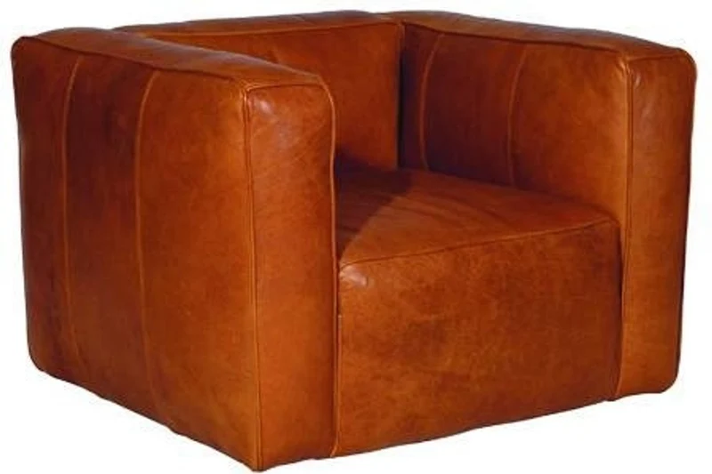 Casa Padrino Luxus Echtleder Wohnzimmer Sessel im englischen Stil Hellbraun 124 x 110 x H. 67 cm