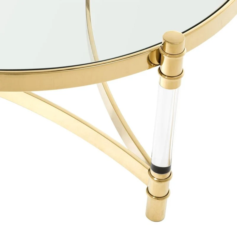 Casa Padrino Couchtisch / Wohnzimmertisch Gold Ø 104 x H. 43 cm - Luxus Wohnzimmermöbel