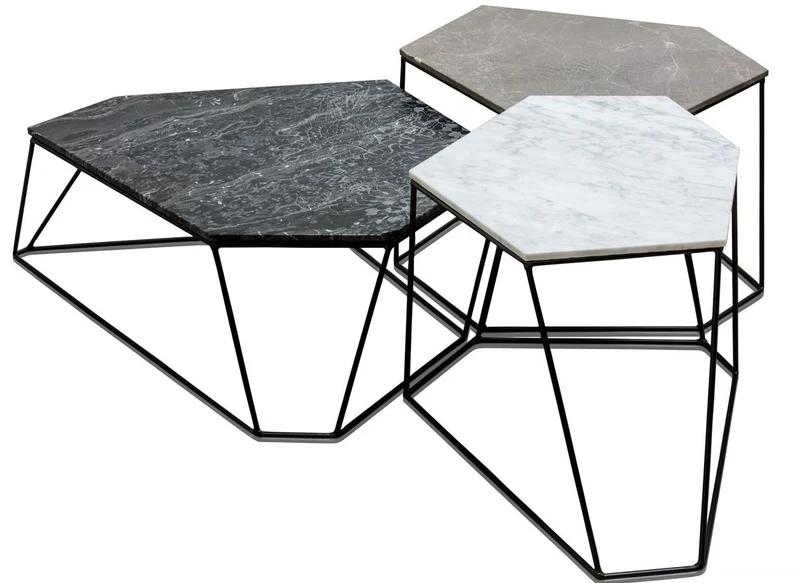 Casa Padrino Designer Couchtisch Set Weiß / Grau / Schwarz mit Muster - Luxus Wohnzimmermöbel