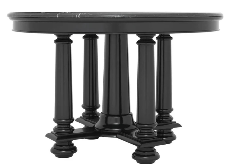 Casa Padrino Luxus Hotel Salon Tisch in schwarz mit schwarzer Marmorplatte 120,5 x H. 78 cm - Luxus Qualität