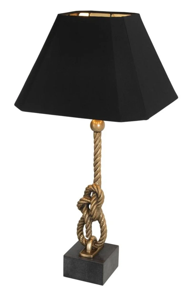 Casa Padrino Luxus Tischleuchte mit Granitsockel vintage messing / schwarz - Luxus Kollektion