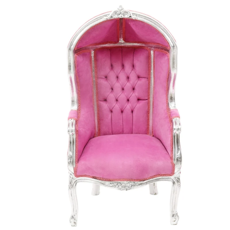 Casa Padrino Barock Kinder Ballon Thron Sessel Rosa /Silber - Ballon Sessel Barock Möbel