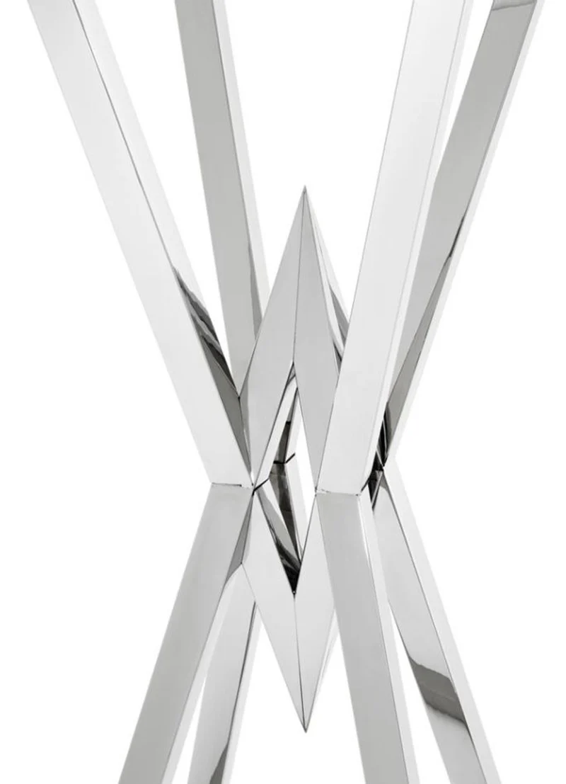 Casa Padrino Luxus Beistelltisch / Säule Edelstahl Silber 35 x 35 x H. 101 cm - Designer Tisch Möbel