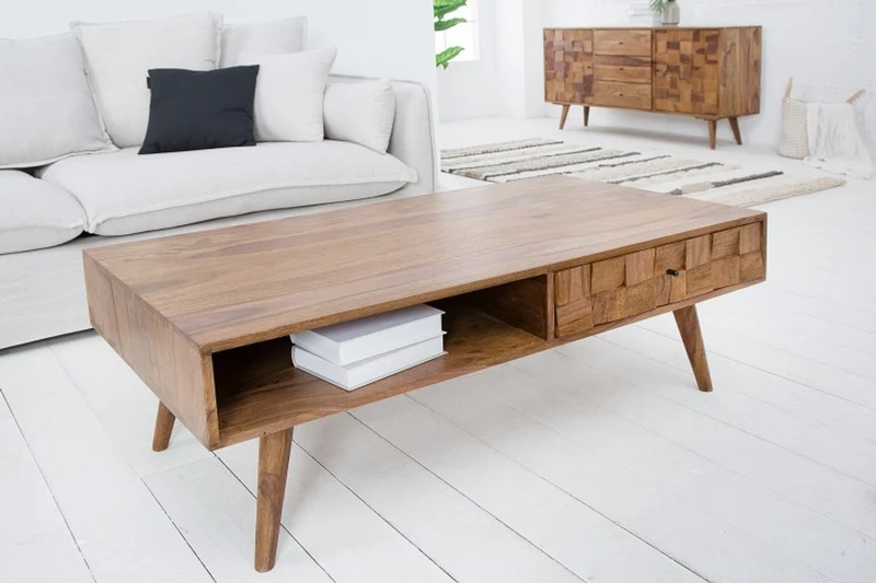 Casa Padrino Designer Massivholz Couchtisch Natur B.117 x H.40 x T. 60 Salon Wohnzimmer Tisch