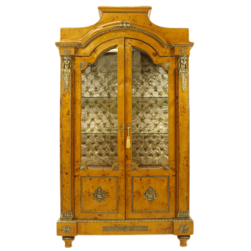 Casa Padrino Empire Vitrine Vogelaugenahorn - Luxuriöser Vitrinenschrank im Barockstil - 110 x 50 x 195 cm