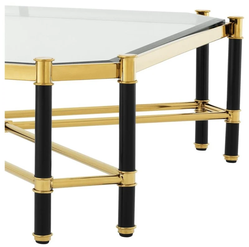 Casa Padrino Luxus Couchtisch Gold / Schwarz 115 x 115 x H. 35,5 cm - Limited Edition