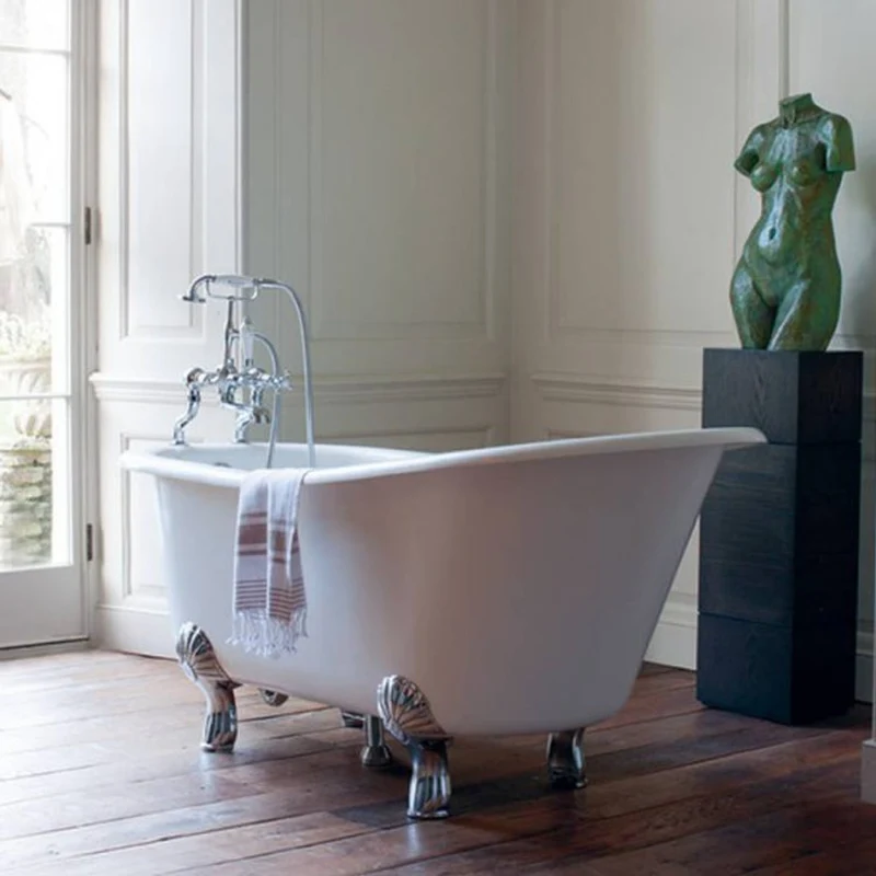 Casa Padrino Jugendstil Badewanne Naturstein freistehend 1700mm BHan Weiß - Freistehende Retro Barock Antik Badewanne