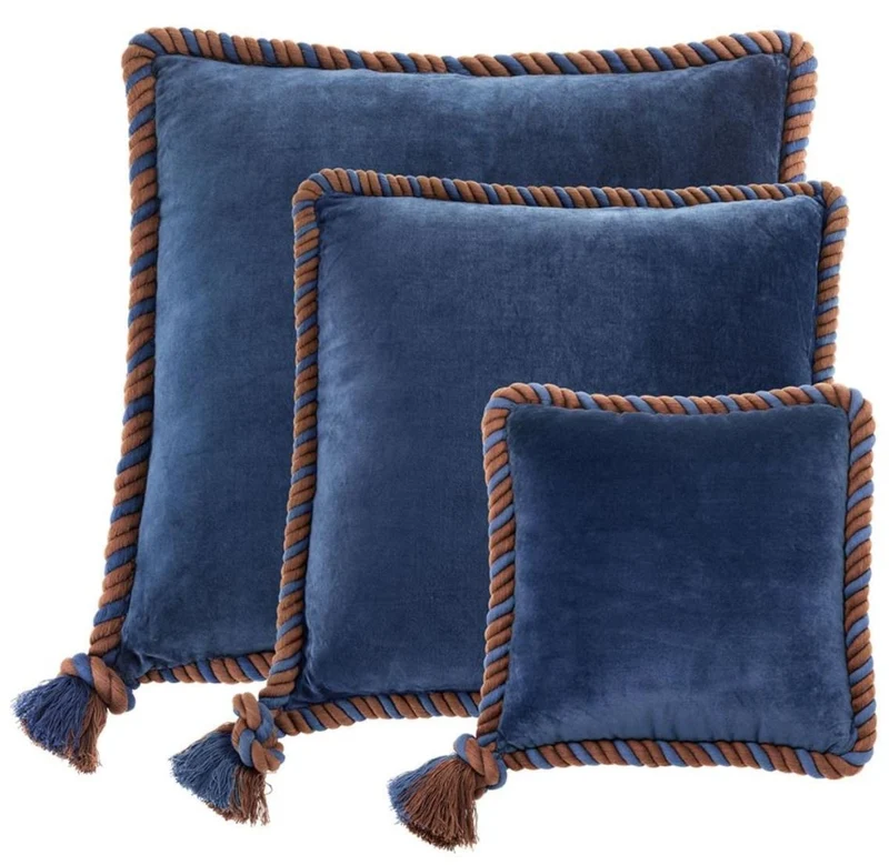 Casa Padrino Zierkissen 3er Set marine blau - Luxus Wohnzimmer / Hotel Kollektion