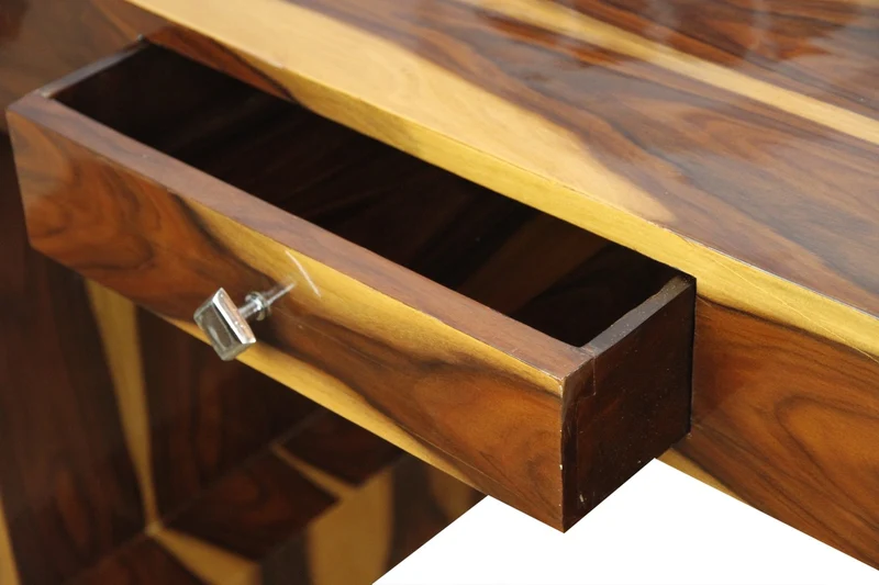 Casa Padrino Art Deco Sekretär Hellbraun / Braun 120 x 61 x H82.5 cm mit Schublade - Designer Schreibtisch