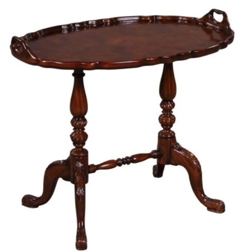 Casa Padrino Luxus Barock Teetisch / Beistelltisch mit 2 Tragegriffen Braun 66,5 x 44,5 x H. 55,2 cm - Barockmöbel