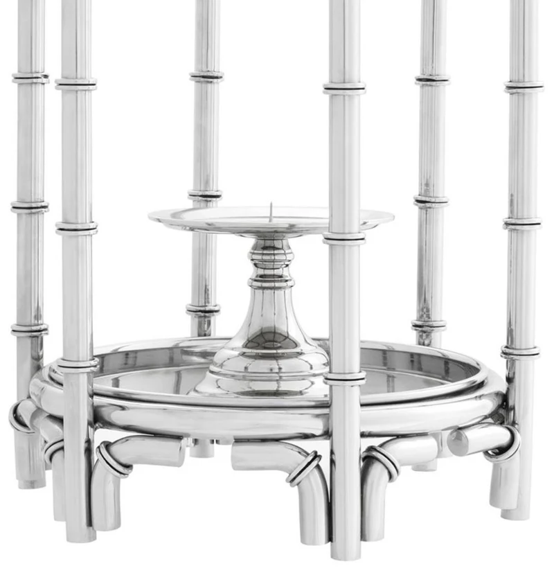 Casa Padrino Kerzenleuchter / Kerzenhalter Silber 30,5 x 30,5 x H. 60,5 cm - Luxus Hotel Restaurant Accessoires