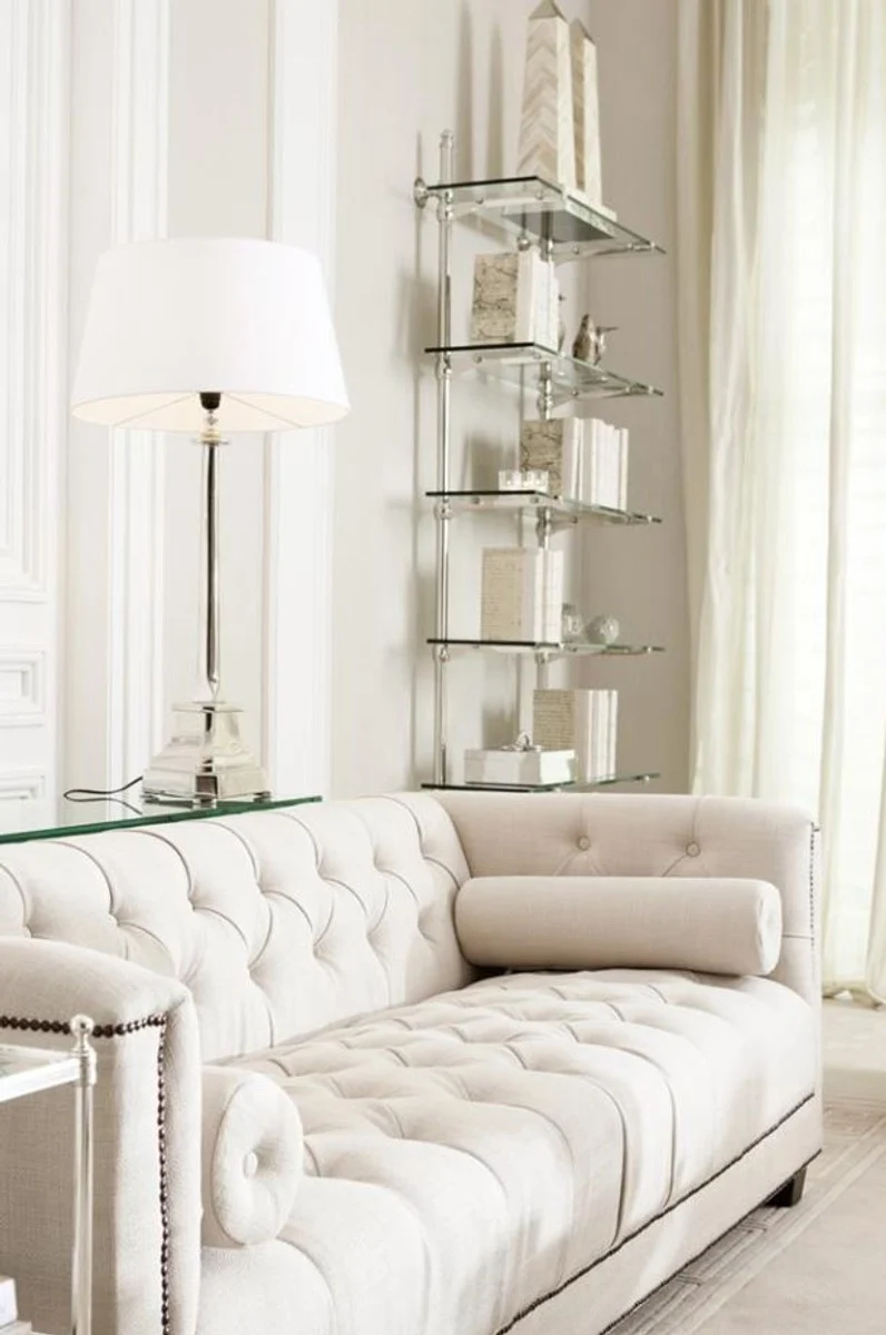 Casa Padrino Designer Wandregal Silber 100 x 41 x H. 240 cm - Luxus Wohnzimmer Möbel