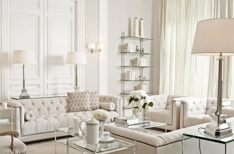 Casa Padrino Designer Wandregal Silber 100 x 41 x H. 240 cm - Luxus Wohnzimmer Möbel