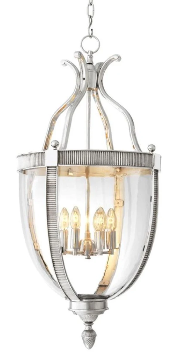 Casa Padrino Designer Hängeleuchte Silber 48 x H. 98 cm - Luxus Hängelampe