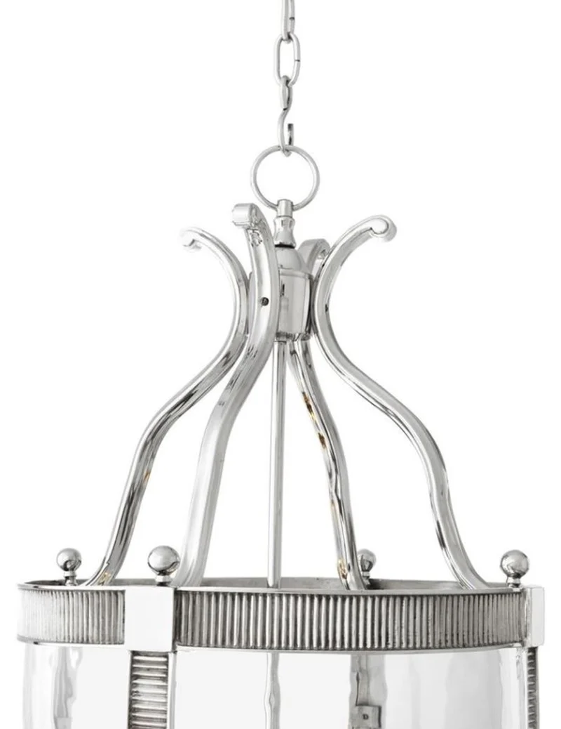 Casa Padrino Designer Hängeleuchte Silber 48 x H. 98 cm - Luxus Hängelampe