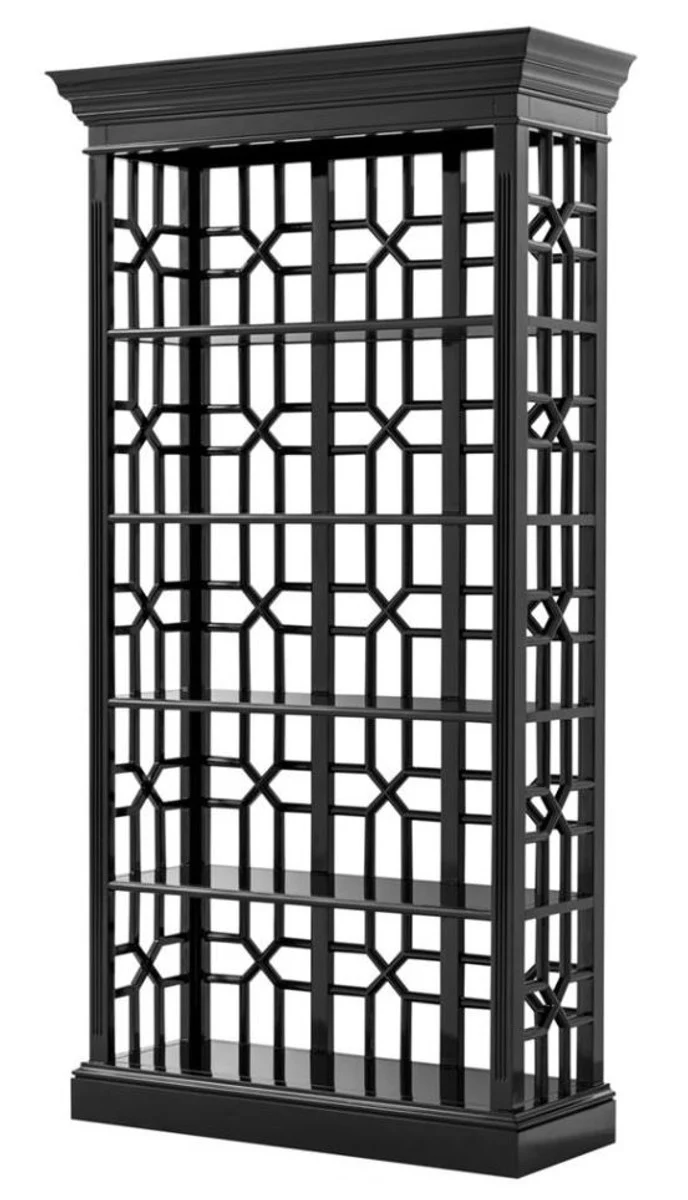 Casa Padrino Designer Mahagoni Regalschrank Piano Schwarz - Luxus Qualität
