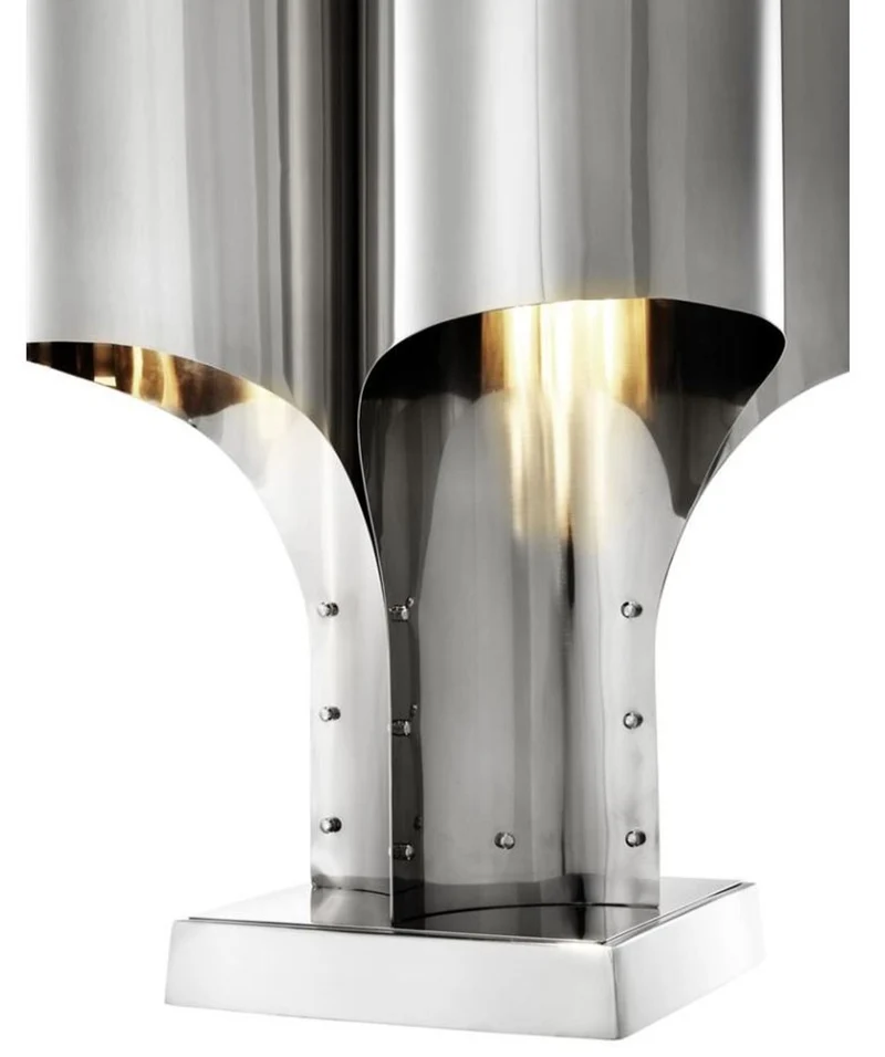 Casa Padrino Tischleuchte Silber 46 x 46 x H. 82,5 cm - Luxus Tischlampe