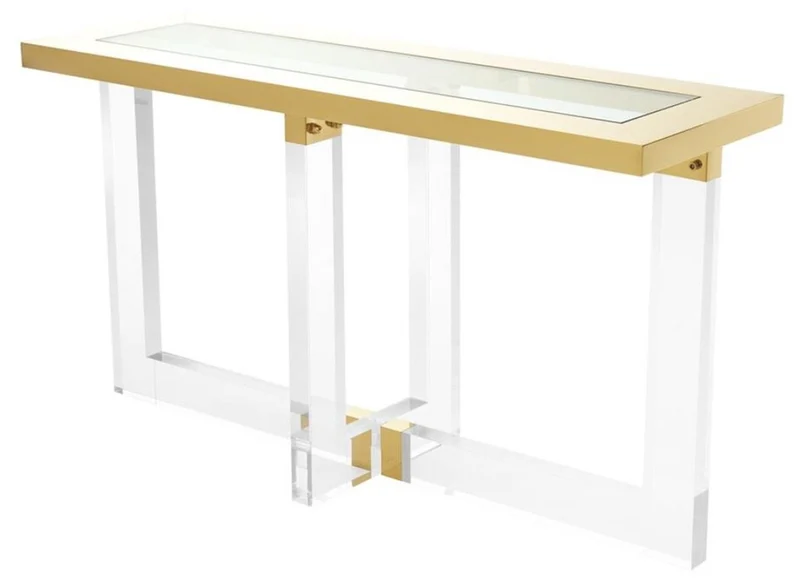 Casa Padrino Konsole / Konsolentisch Gold 140 x 45 x H. 78 cm - Luxus Möbel