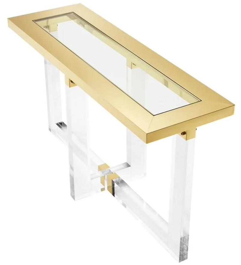 Casa Padrino Konsole / Konsolentisch Gold 140 x 45 x H. 78 cm - Luxus Möbel