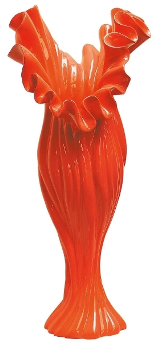 Casa Padrino Designer Blumenvase Orange B. 33 cm Höhe 81 cm - Dekovase