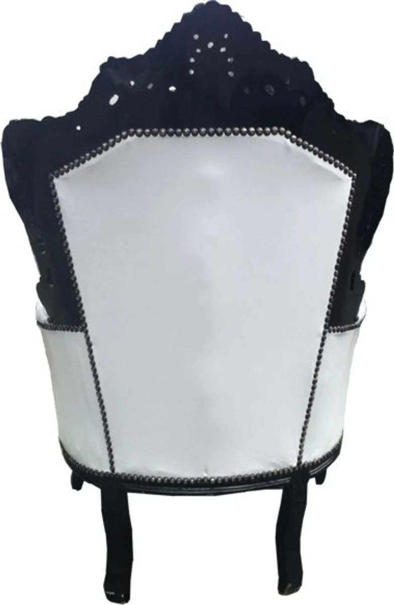 Casa Padrino Barock Sessel King im Antik Stil, weiß / schwarz, 85 x 85 x H. 120 cm