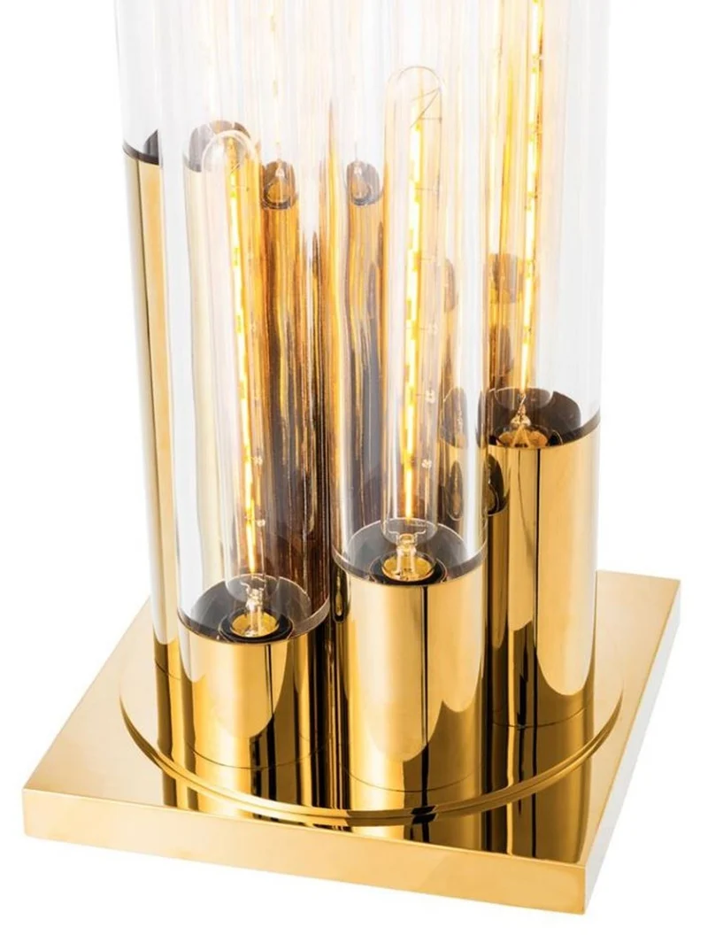 Casa Padrino Luxus Designer Tischleuchte Gold 30 x 30 x H. 80 cm - Limited Edition